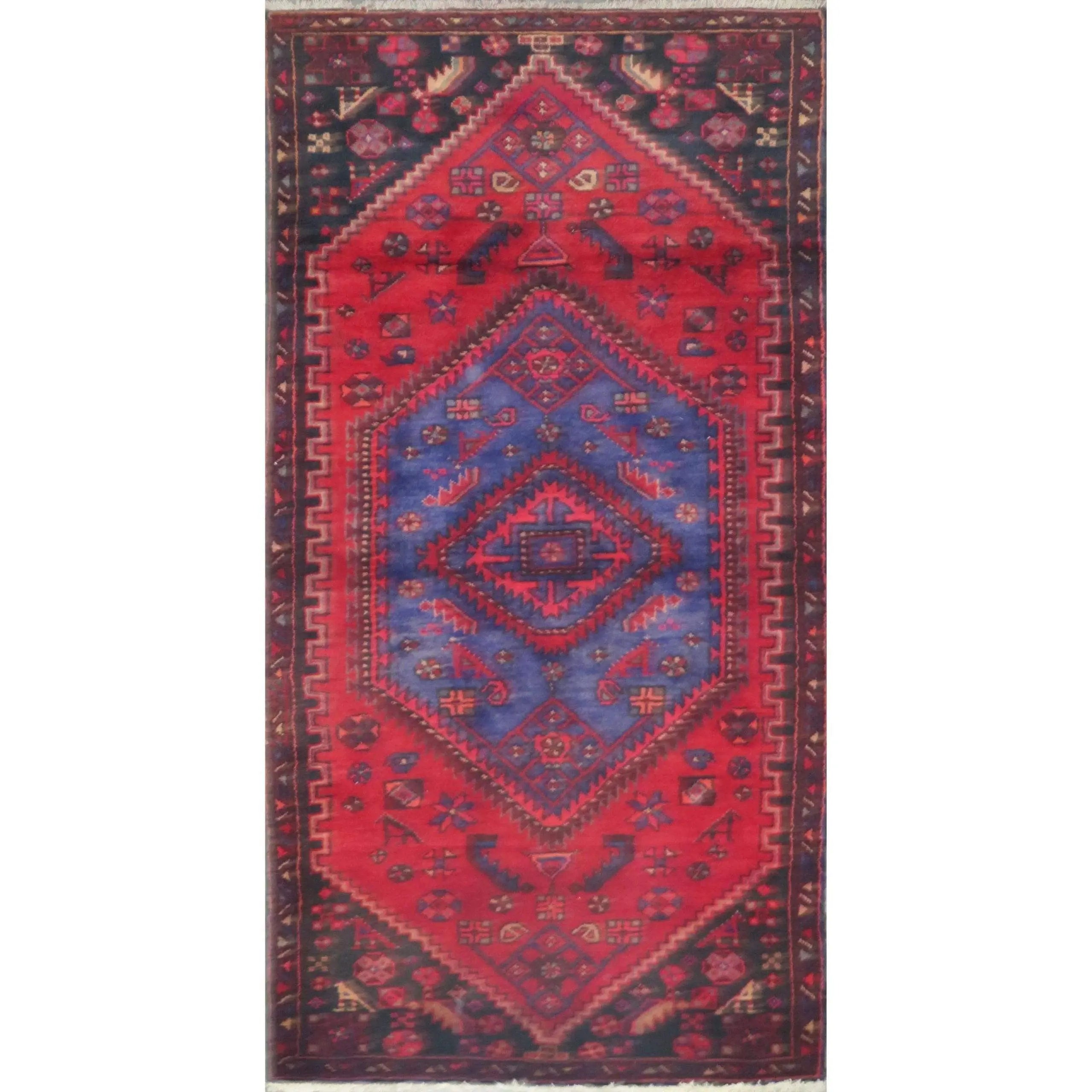 One Of The Kind Hand-Knotted Persian Wool Rug _ Luxurious Vintage Design, 6'7" x 3'4", Artisan Crafted